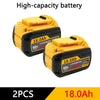 Two yellow lithium-ion batteries, 18.0Ah, for power tools.