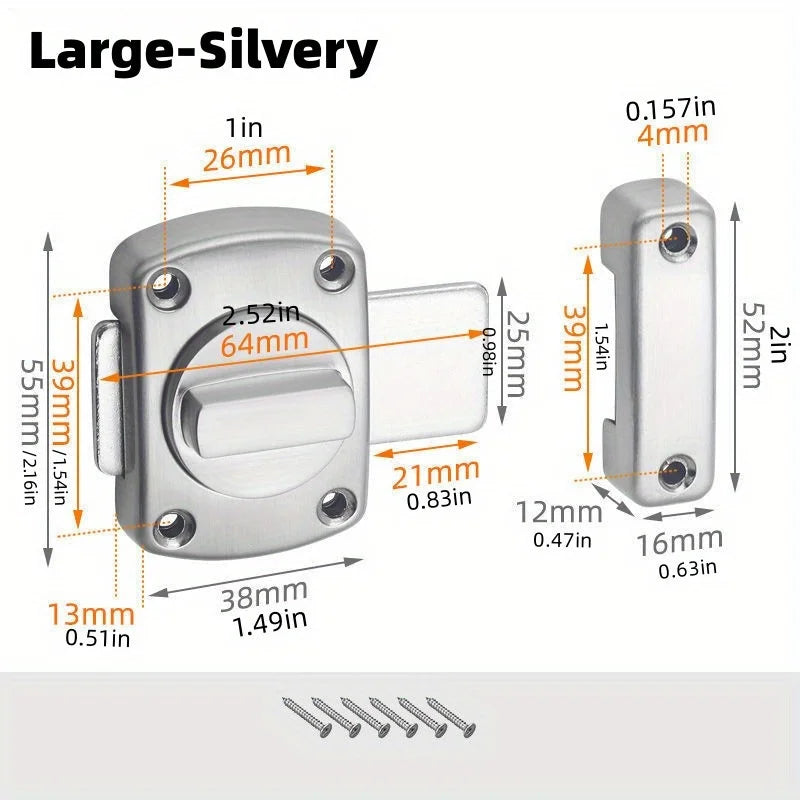 A large silvery heavy-duty swivel bolt door lock with a cylindrical body and mounting holes.