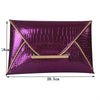 Purple crocodile pattern PU envelope clutch with a gold trim and coin pocket