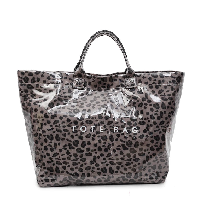 Leopard Print PVC Large Tote Bag