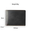 A dark brown men's genuine cowhide leather bifold wallet with a retro finish, shown flat.