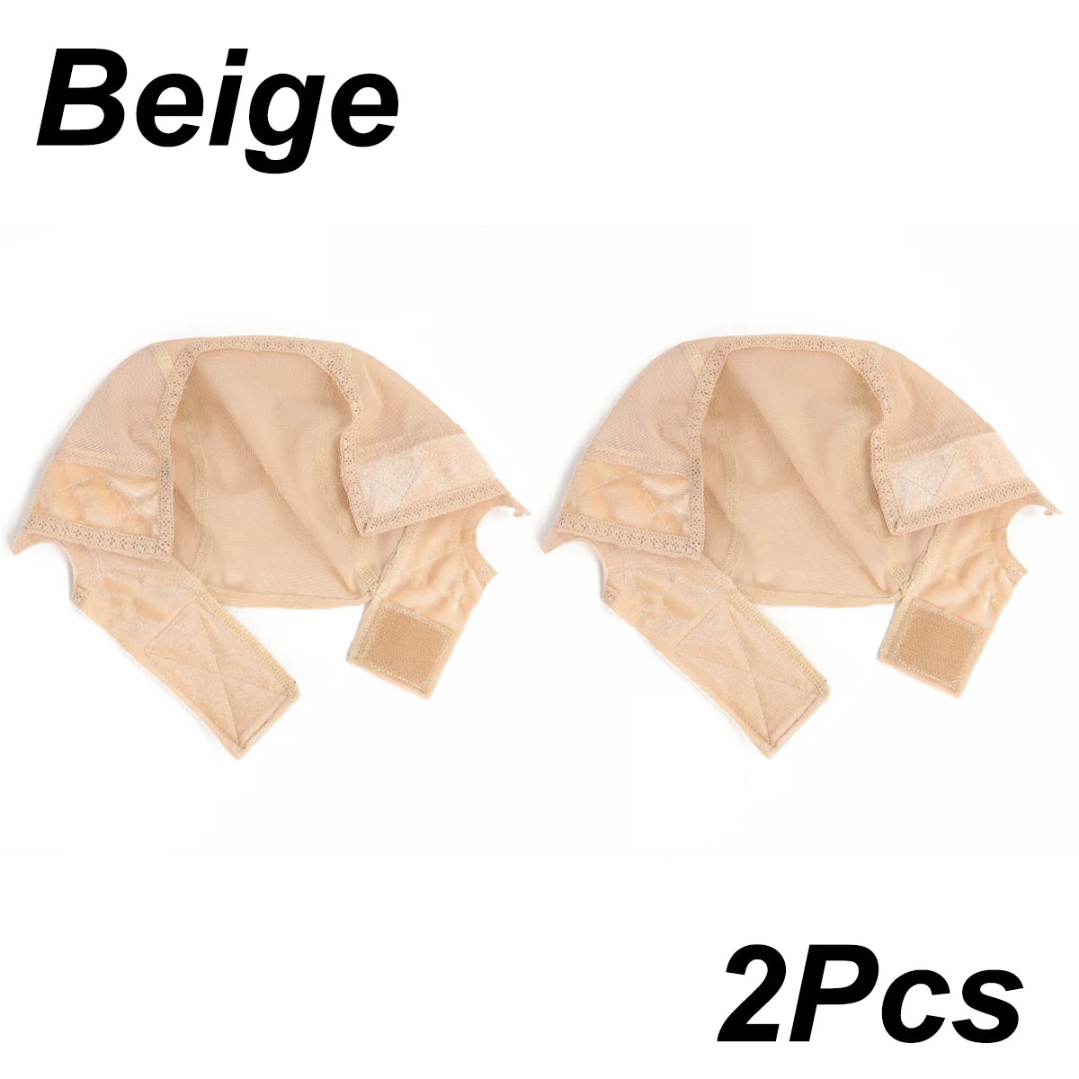 Paar beige Samt-Perücke Griff-Stirnband-Kappen gezeigt flach