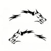 A black silhouette of a snarling wolf head with fierce teeth and stylized lightning accents.