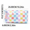 Large-Capacity Striped Cosmetic Bag with Contrasting Design