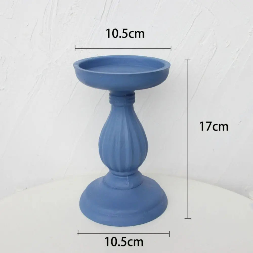 Set of 3 Wooden Candlestick Holders - Antique Style Decor