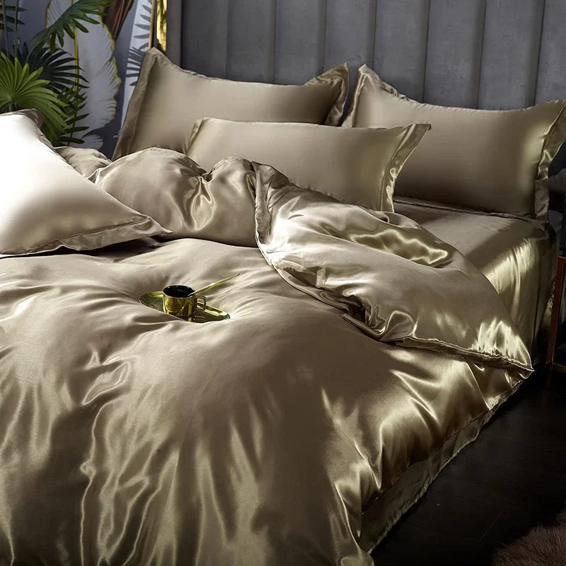 Luxuriöses Satin-Bettwäsche-Set mit Bettbezug