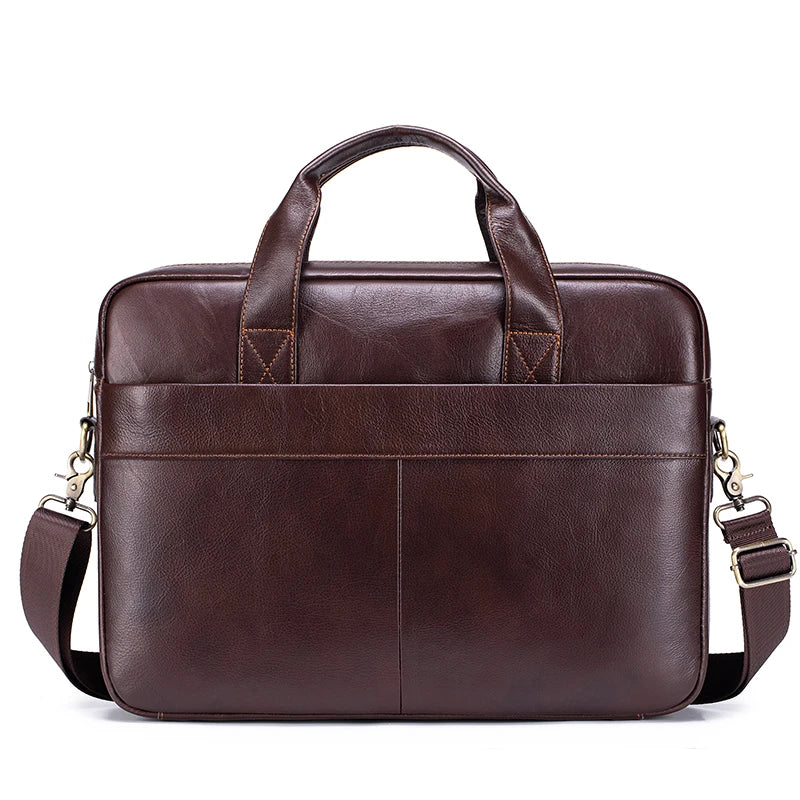 Genuine Leather Business Briefcase for Men – Fits 15.6" Laptop