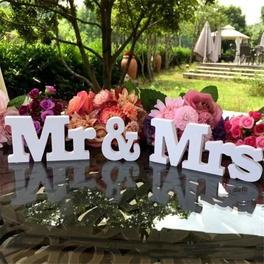 Mr & Mrs Wooden Love Sign Set for Wedding Table Displays