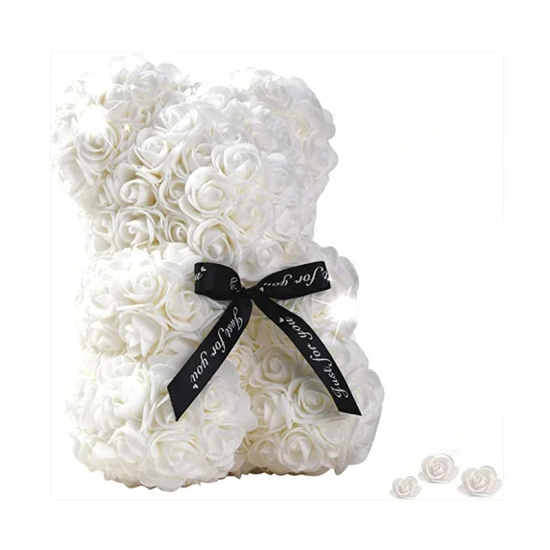 Eternal Rose Teddy Bear Gift for Mom, Valentine's Day & Home Décor