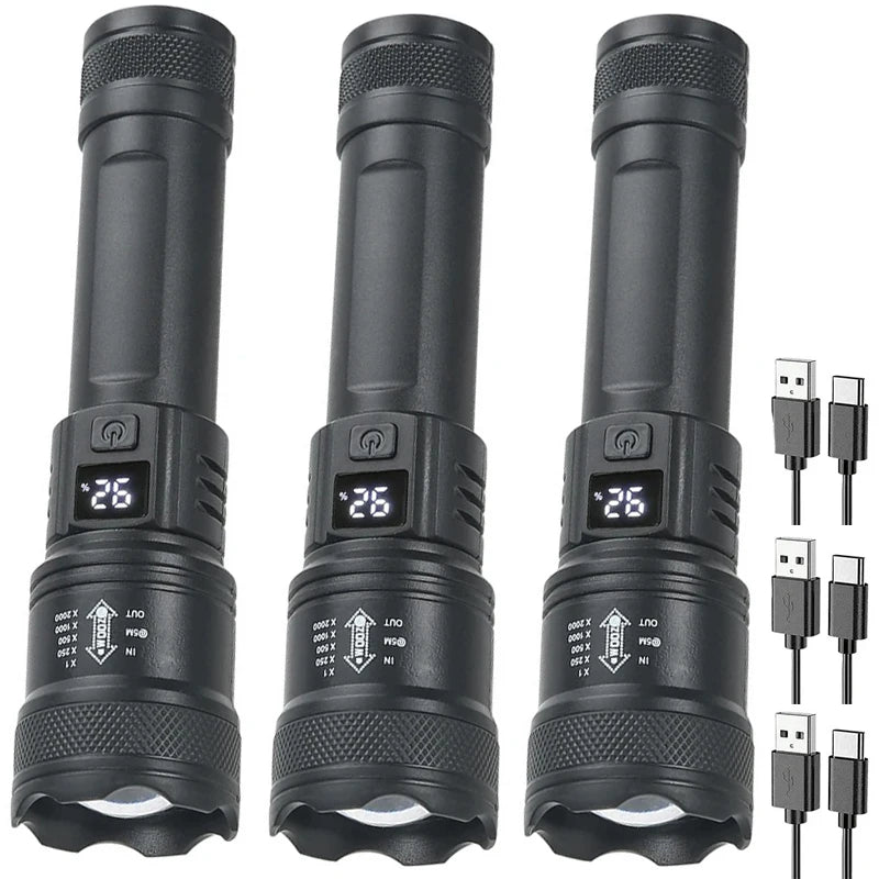 Rechargeable LED Flashlight with Zoom Lens