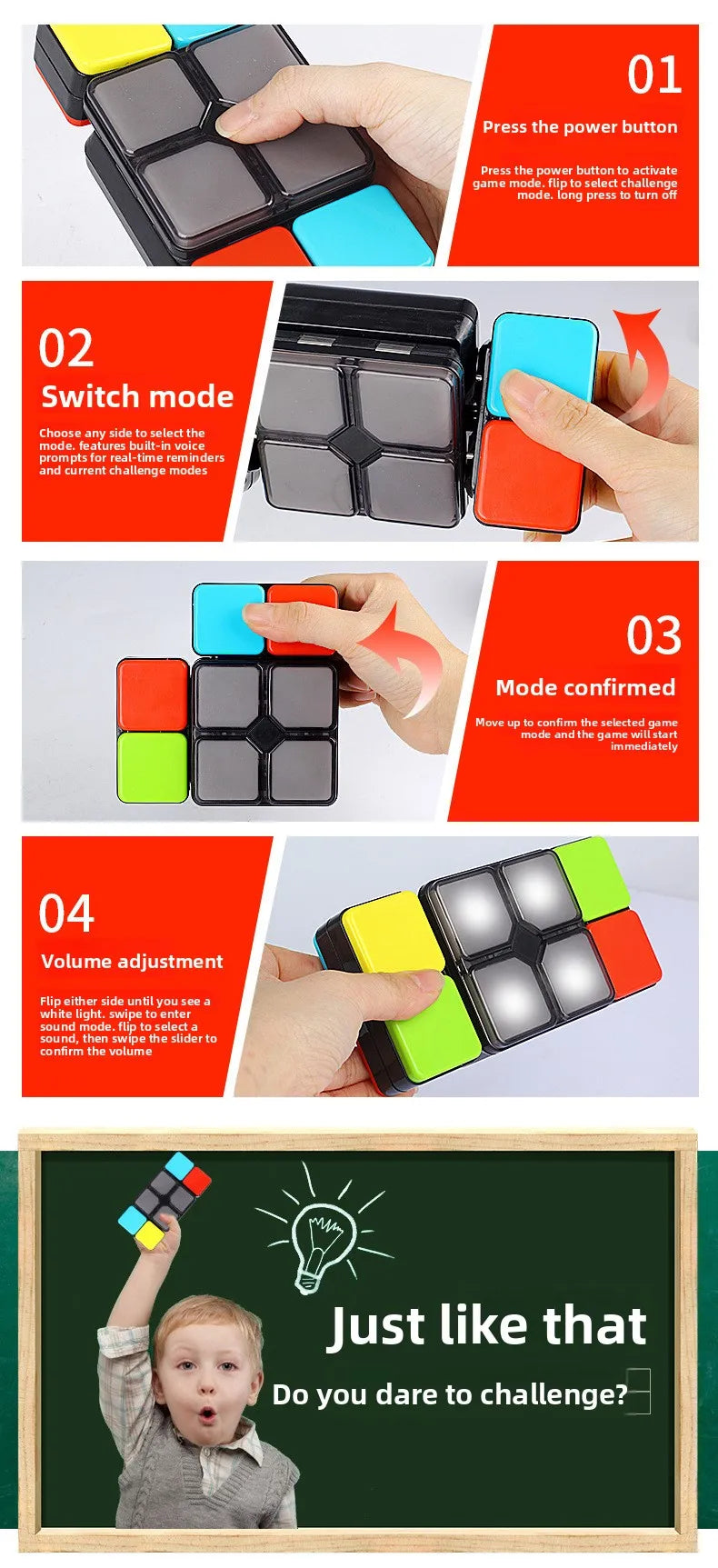 Electronic Handheld Puzzle Fidget Game with 4 Modes