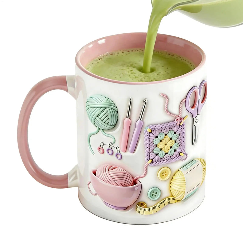 Crochet-Design Ceramic Coffee Mug