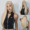 Rose Gold Layered Straight Wig with Bangs