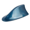 A dark blue shark fin car antenna with FM/AM signal enhancement.