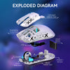 Exploded diagram showing the components of an Attack Shark X11 Ultra-Light Wireless Gaming Mouse