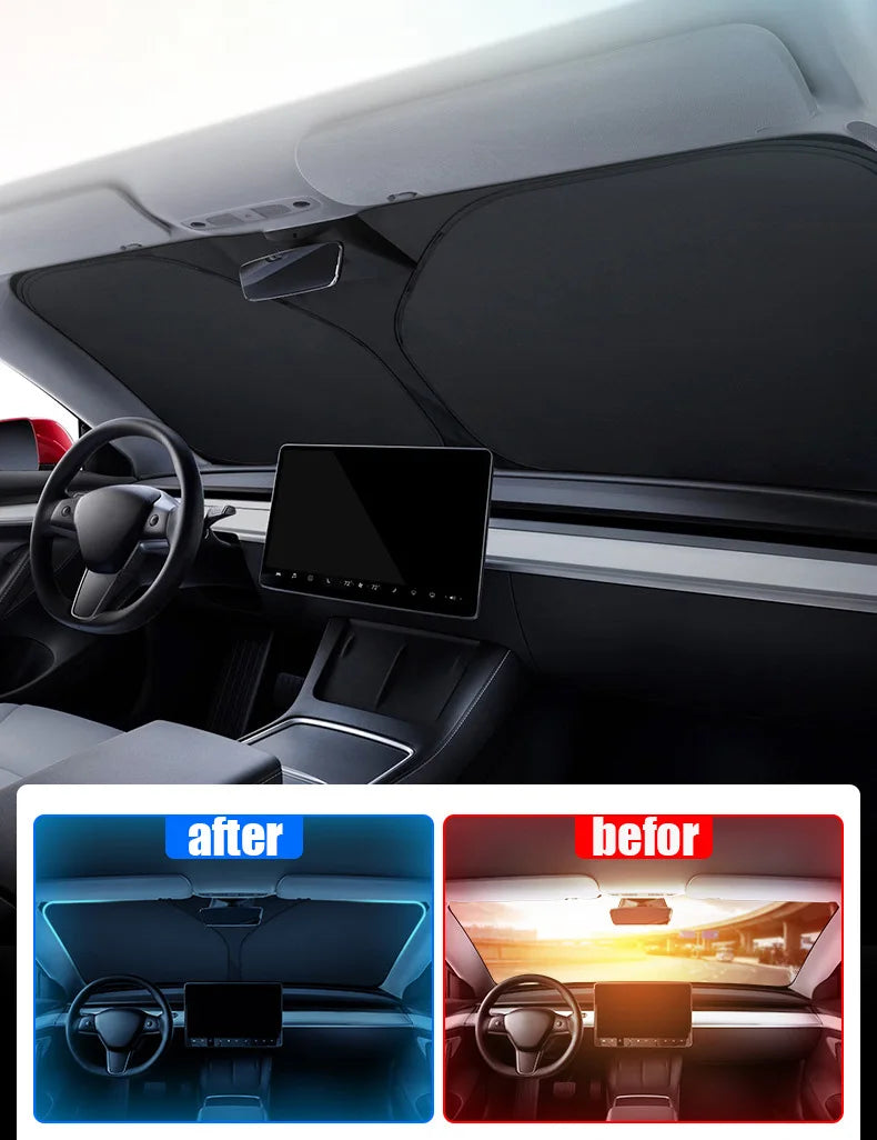 Titanium Silver Car Windshield Sunshade with Heat & Glare Protection