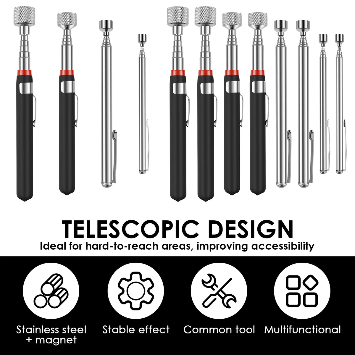 Telescopic Magnetic Pickup Tool with Extendable Handle