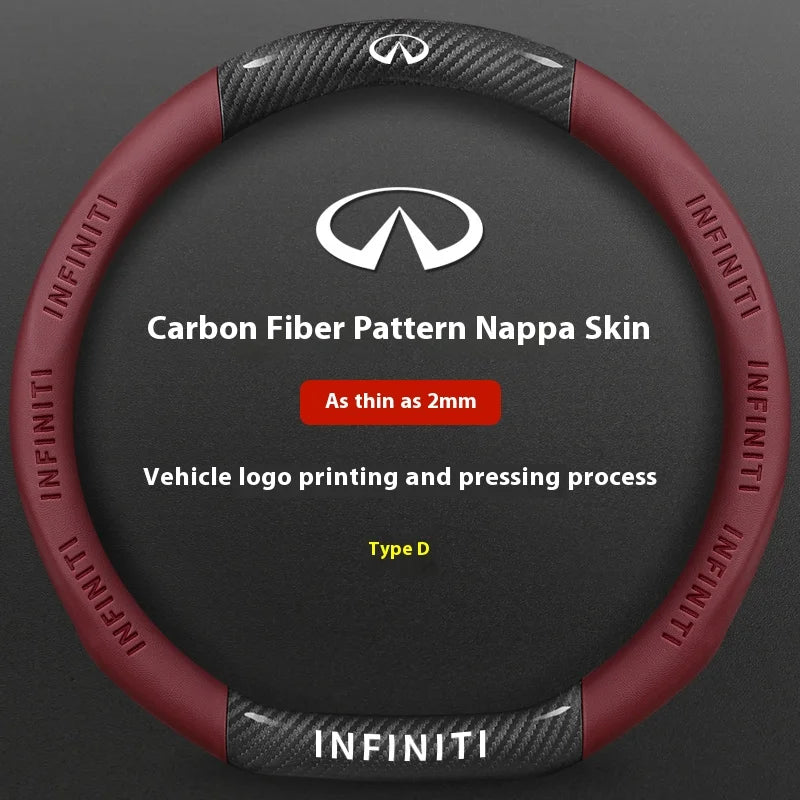 Carbon Fiber Leather Steering Wheel Cover for Infiniti Models