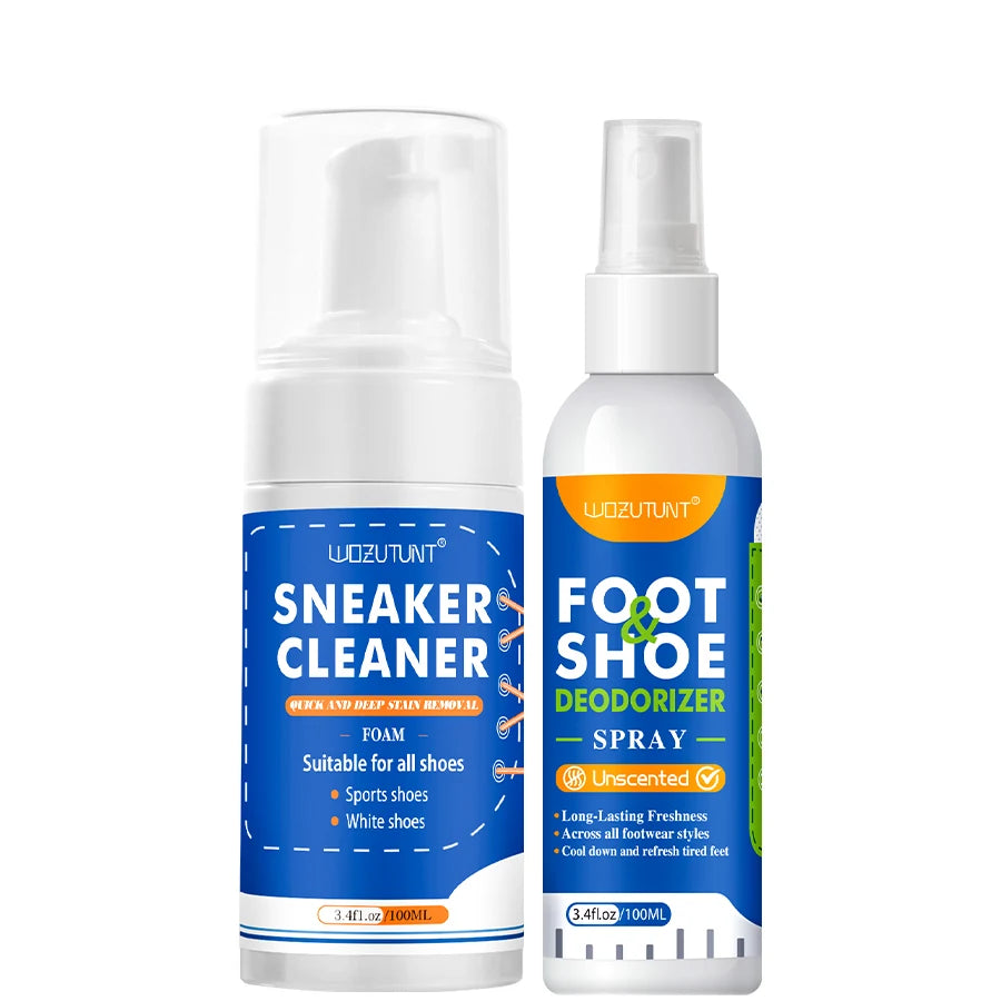Botella de spray desodorizante para zapatos Foot Shoe y envase de espuma limpiadora para zapatillas