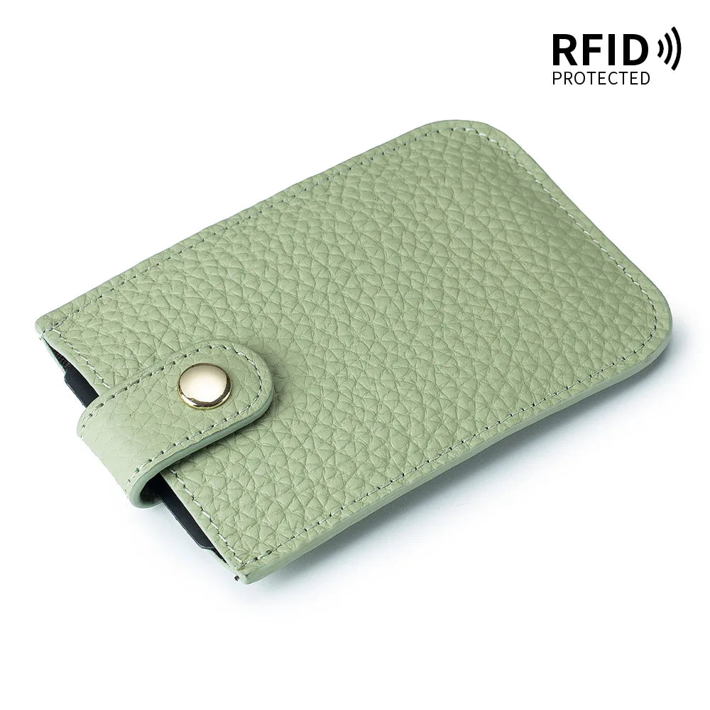 Slim Leather Card Holder with Quick-Access Pull Tab