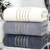 Gold-Stripe Bath Towel Set (3-Pack) – Ultra-Soft & Highly Absorbent