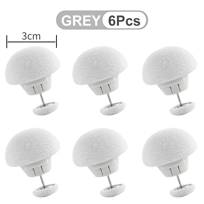 Grey anti-slip bedsheet quilt clips in a set of six, shown from multiple angles.