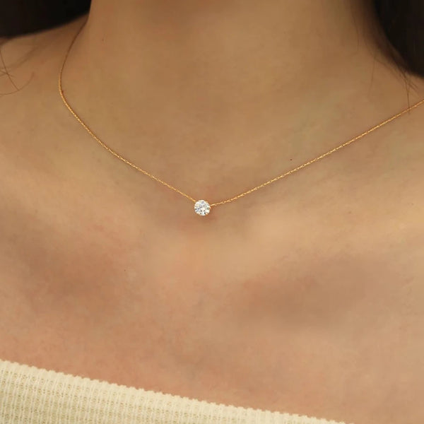 Dainty Gold-Plated CZ Pendant Necklace