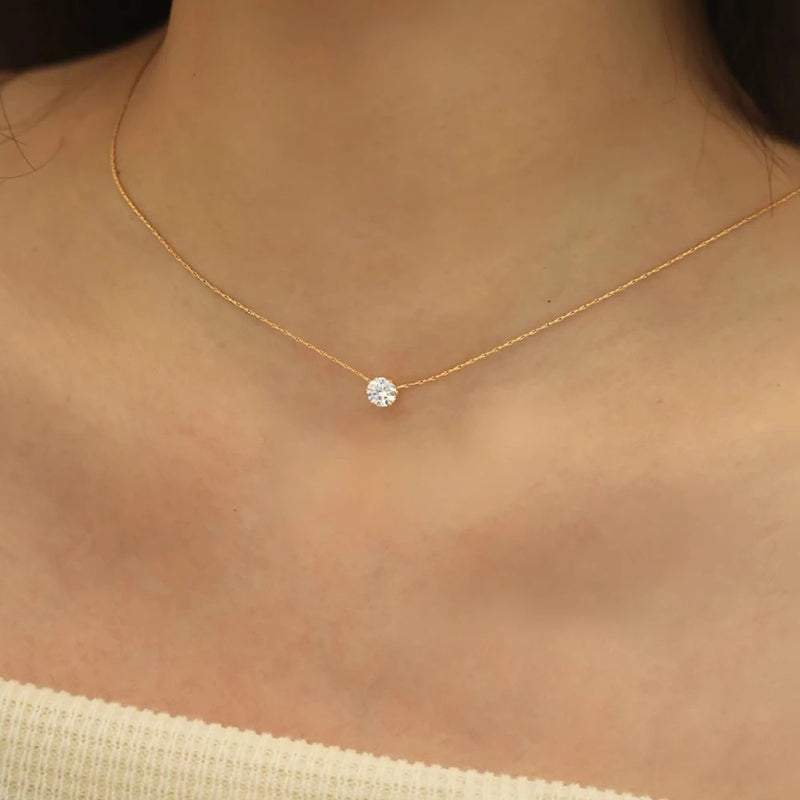 Dainty Gold-Plated CZ Pendant Necklace