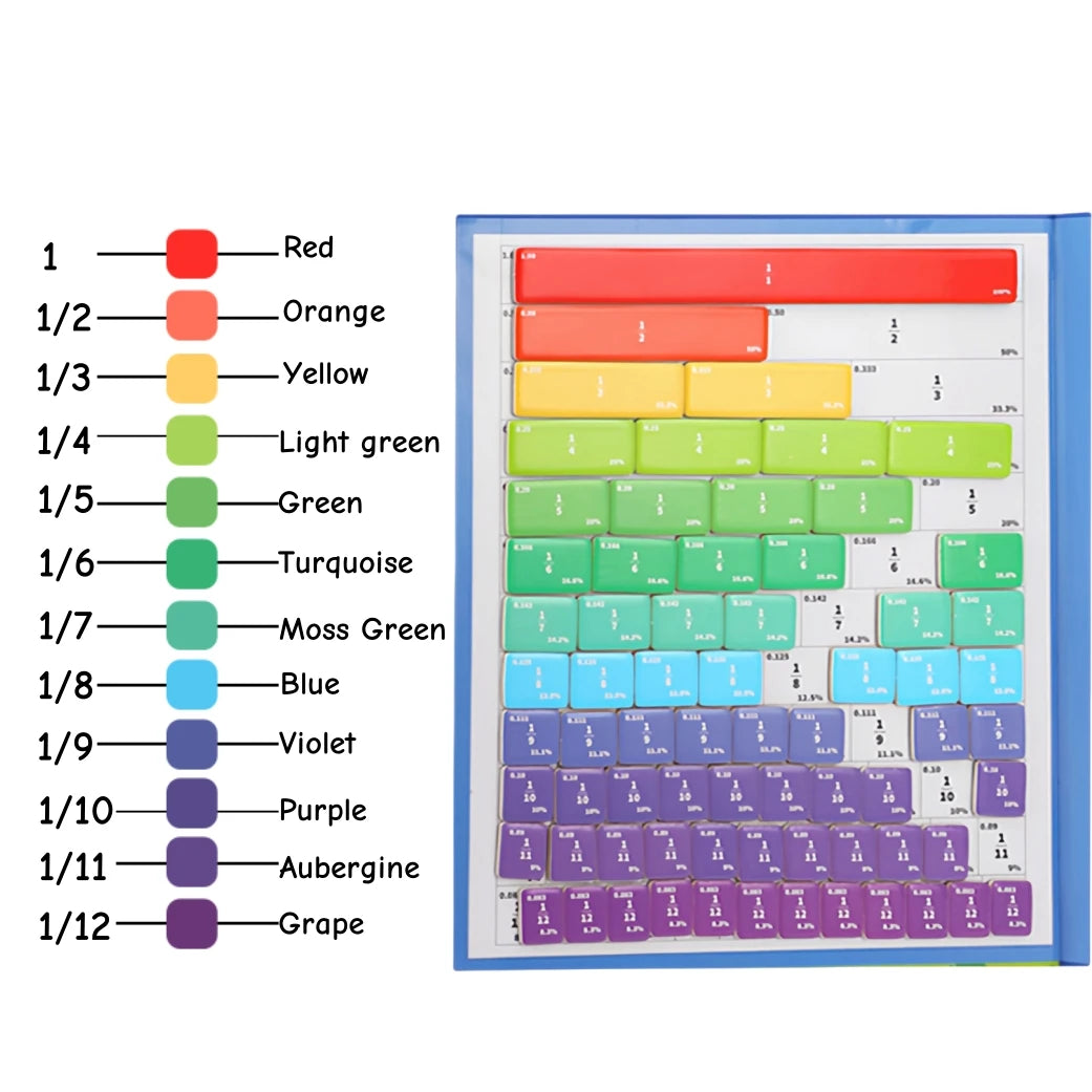 Magnetic Fraction Teaching Set with Charts & Erasable Practice Area