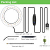 Packing list for a full spectrum LED grow light with timer and adjustable stand, including various components.