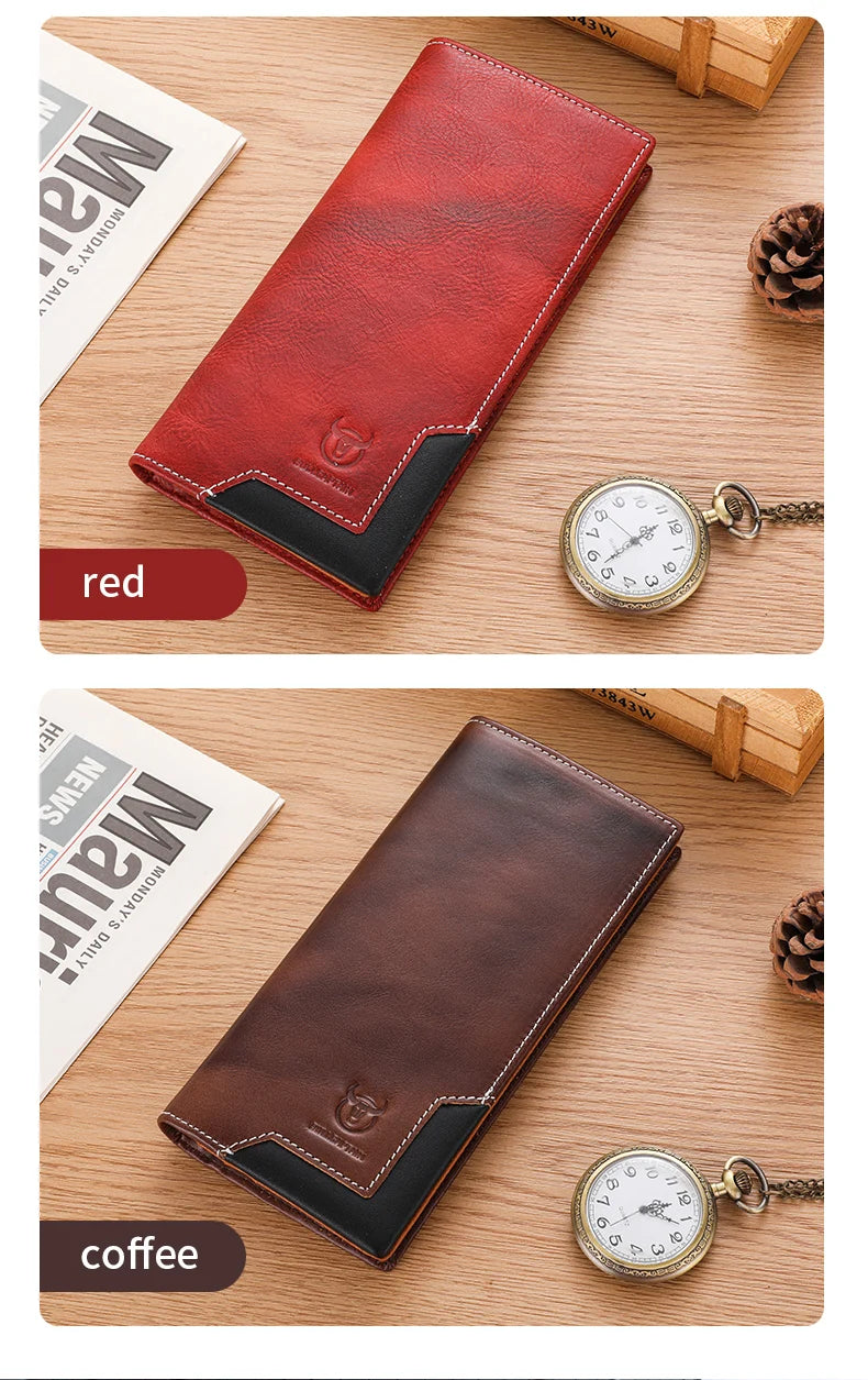 Men's Genuine Leather RFID Blocking Long Wallet with Card Holder
