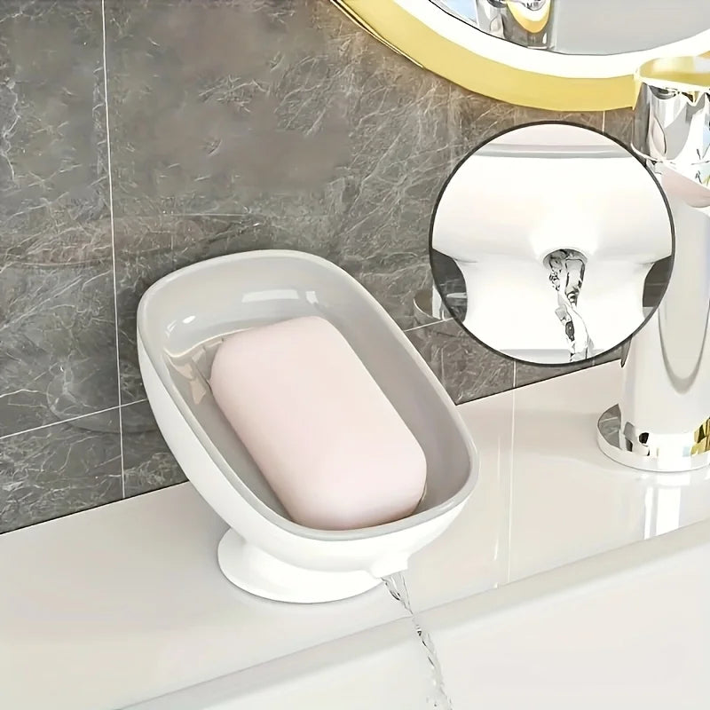 2-in-1 Suction Cup Soap Dish with Draining Tray