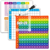 A set of multiplication practice flashcards featuring a grid and an erasable pen, with a large card showing 5x5 equals 25.