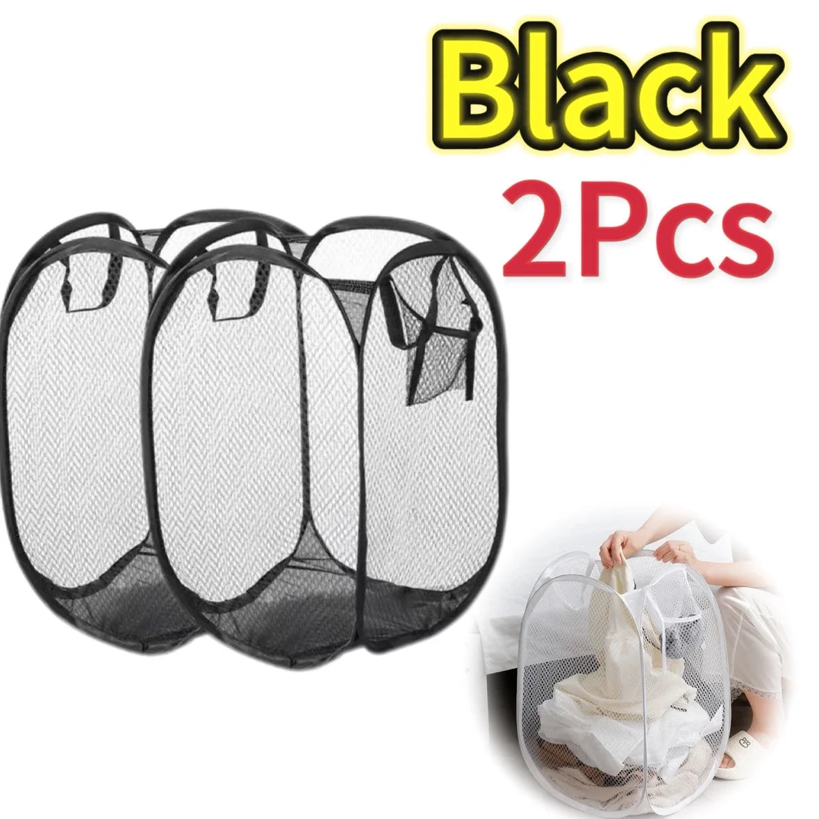 Pop-Up Mesh Laundry Hamper for Home and Travel