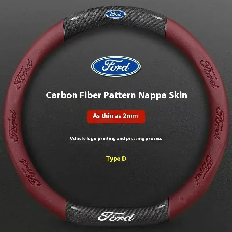 Carbon Fiber Steering Wheel Cover for Ford Models