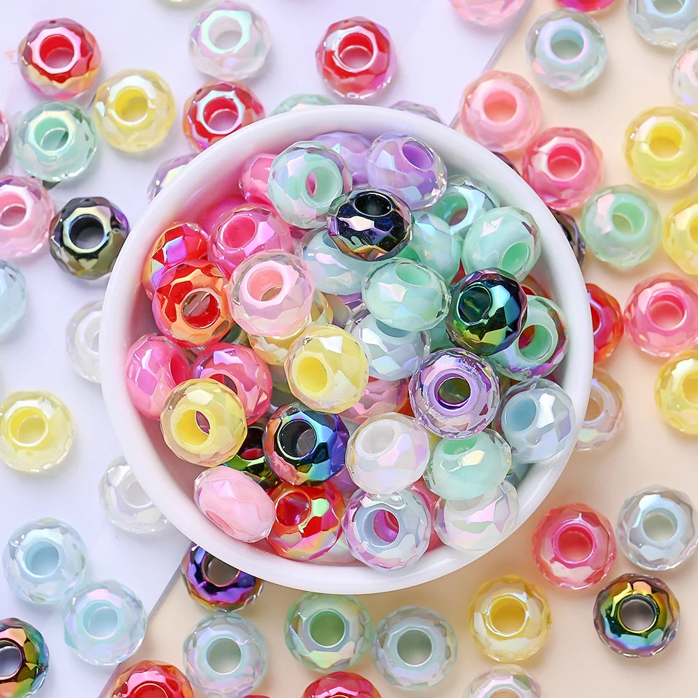 Multicolor Faceted Acrylic Spacer Beads for Jewelry Making