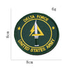 Dark green embroidered patch for the United States Army featuring a yellow lightning bolt and crossed sword design.