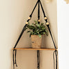 Triangle Wood Floating Wall Shelf with Macrame Rope