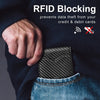 Slim RFID Blocking Leather Card Holder Wallet with Geometric Pattern
