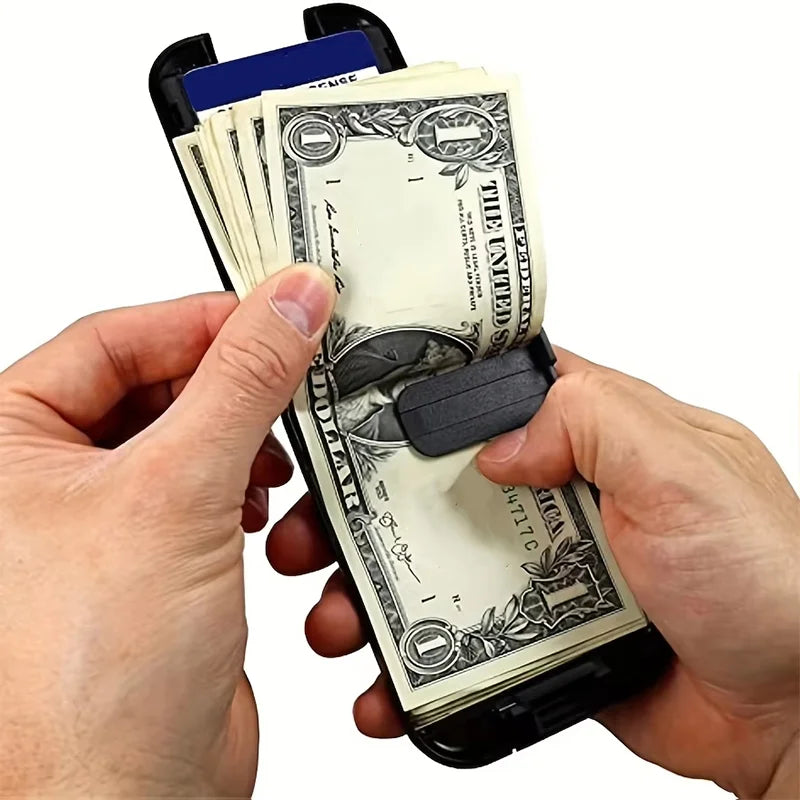 Slim RFID-Blocking Metal Wallet with Removable Money Clip