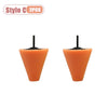 Two orange drill polishing sponge cones for wheels and automotive detailing.