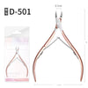 A pair of professional stainless steel cuticle nippers with a rose gold finish shown against a white background.