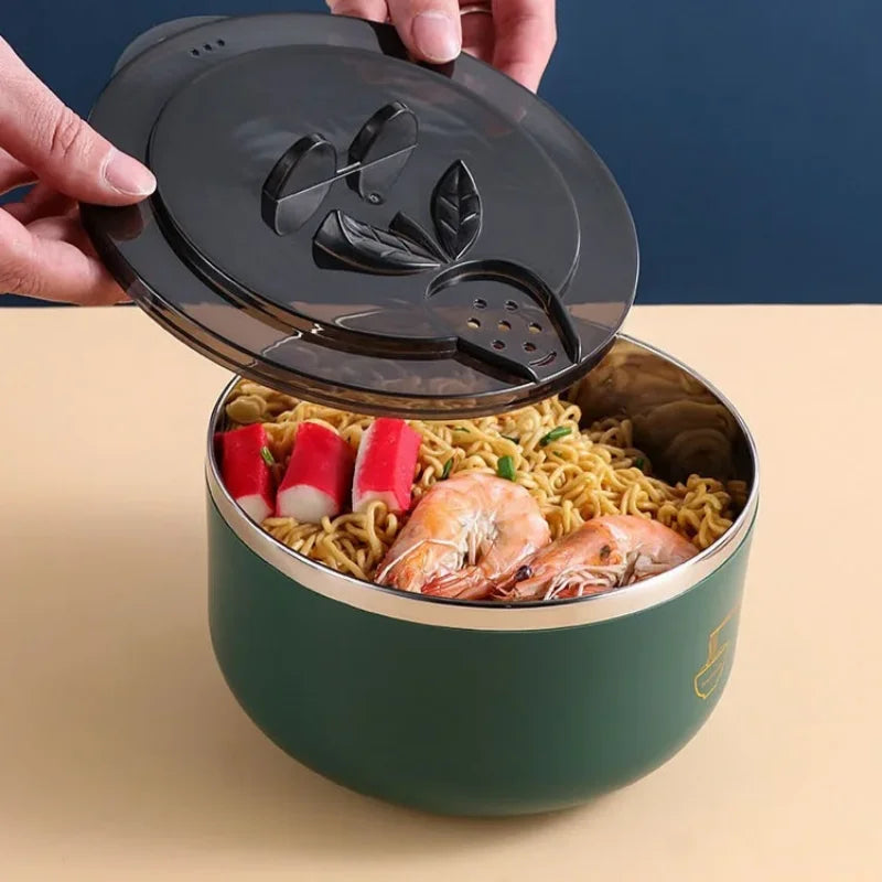 Tazón de Ramen de Acero Inoxidable 304 con Tapa