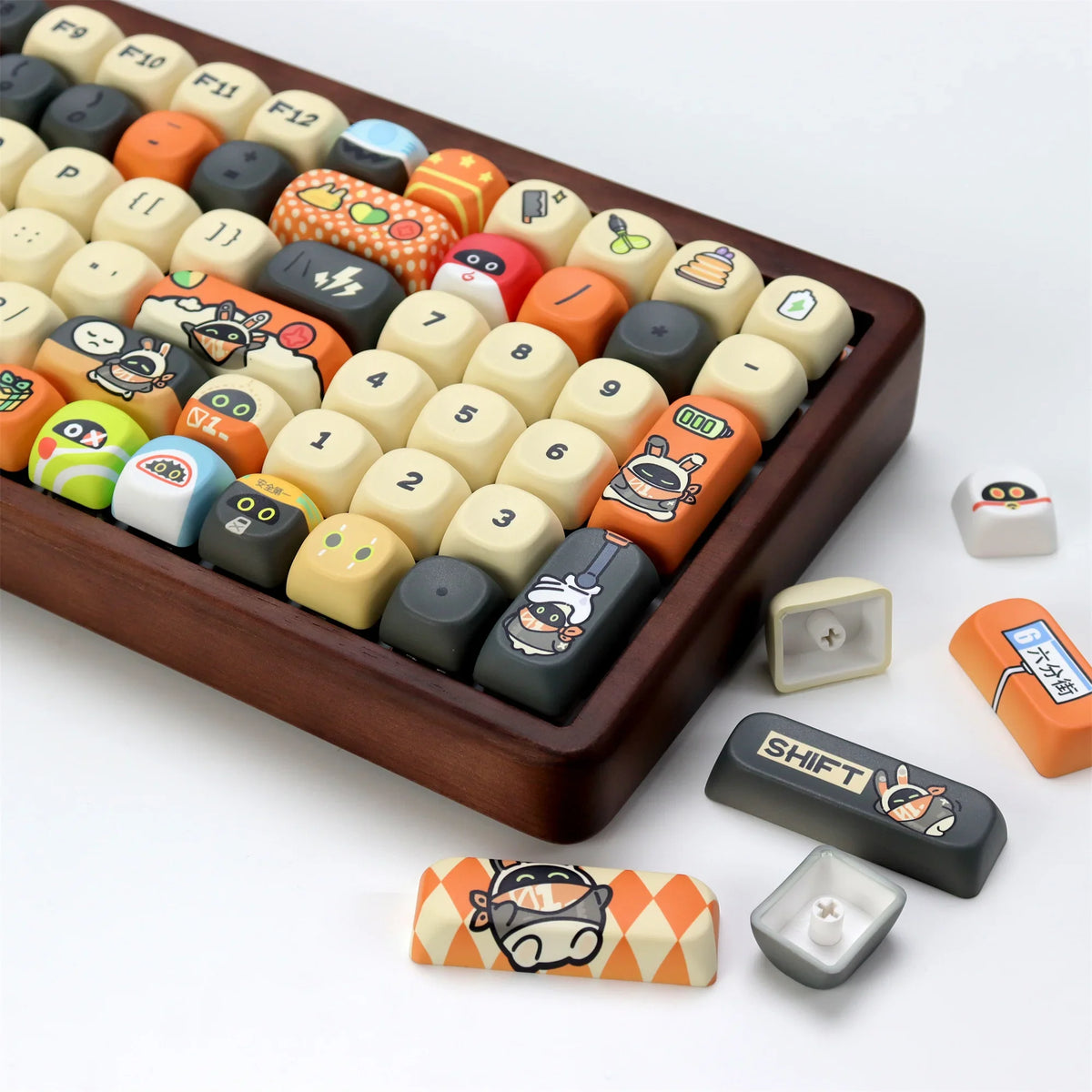 Cute Cartoon Cat Keycap Set – 133 PBT Keycaps for Mechanical Keyboards
