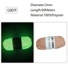 A spool of bright green glow-in-the-dark polyester yarn for knitting and crochet.