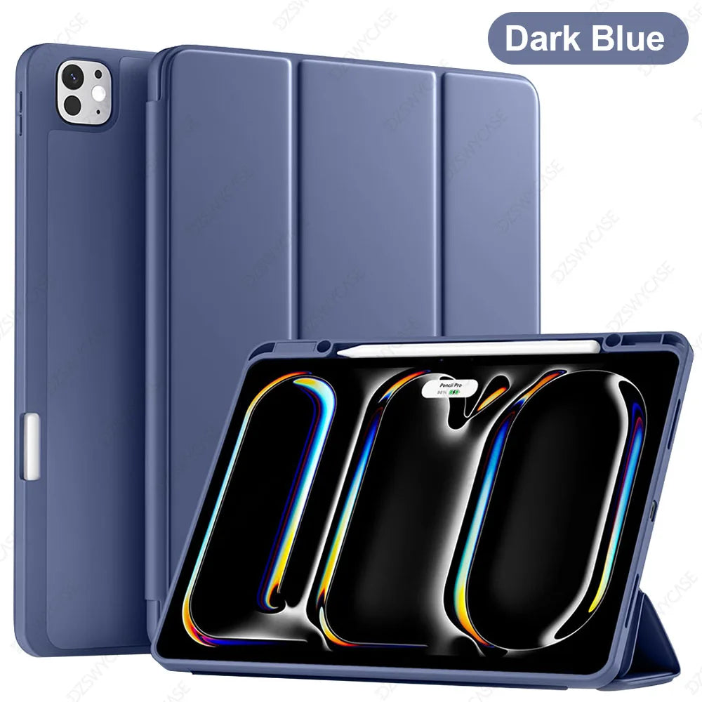 Silicone Trifold Stand Case for iPad Pro 13-Inch with Pencil Holder
