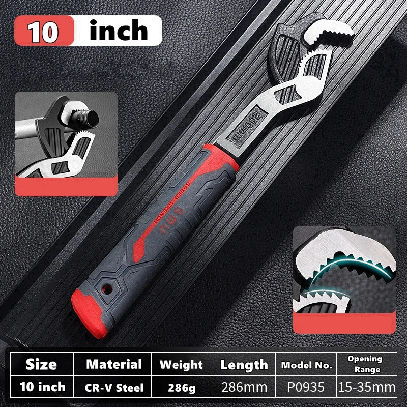 Self-Locking Adjustable Wrench with Quick-Release Mechanism