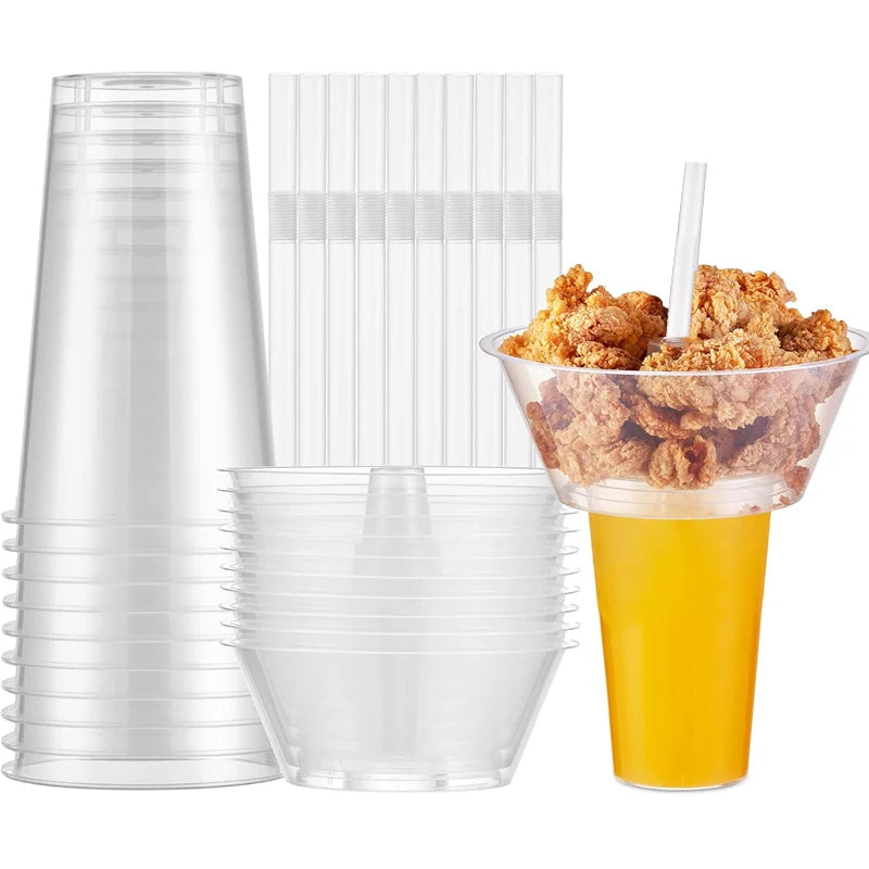 Clear Plastic Snack Cup with Straw