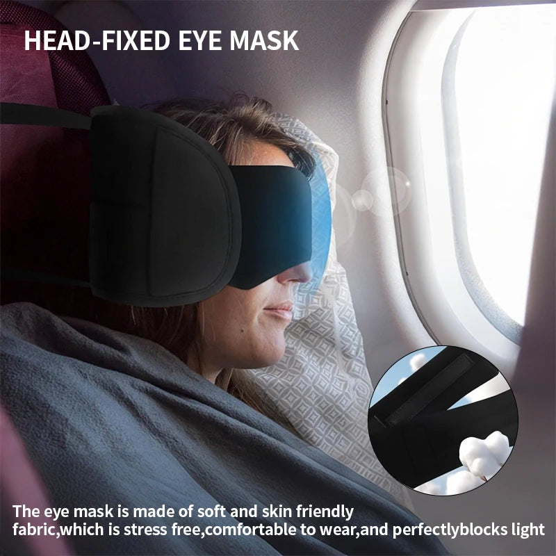 Almohada de viaje con antifaz integrado