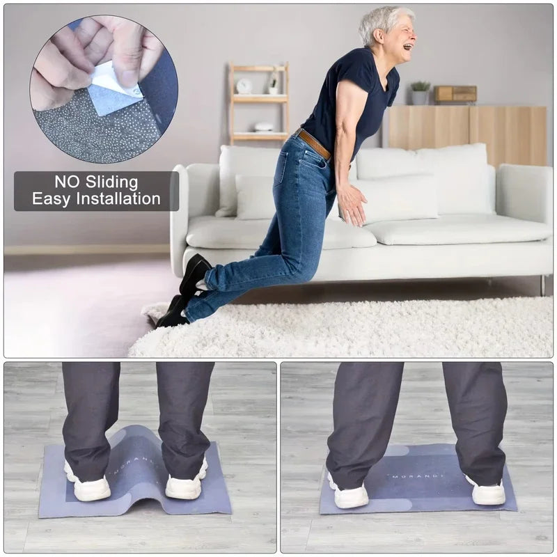 Demonstration of easy installation using double-sided mounting foam tape on a surface.